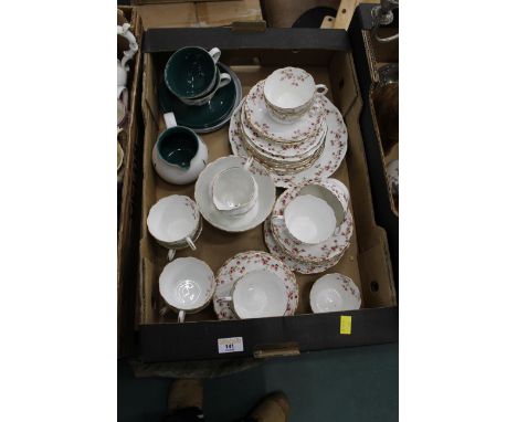 Early 20th century floral patterned part tea service, Denby jug, 2 cups, 2 saucers and 2 tea plates  
