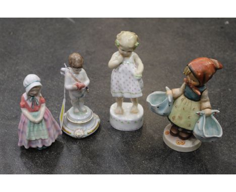 Four figurines, Hummel, German, Royal Doulton "Tootles" and Royal Worcester "Only Me"  