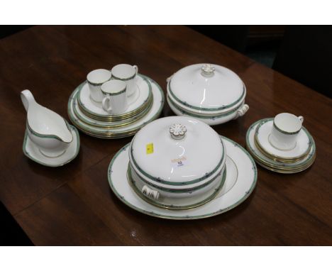 Wedgwood Jade pattern bone china part dinner service, tureens, dinner plates, coffee cans, saucers and tea plates etc, (appro
