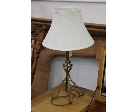 Table lamp and shade with wrought iron base, height 64 cm 