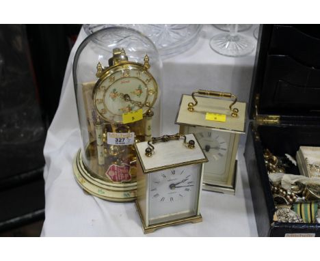 Dome clock and 2 mantle clocks 