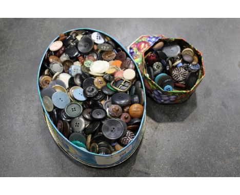 Two tins of vintage buttons