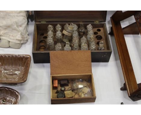 Apothecary bottles and scales