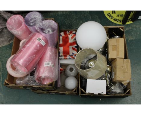 Three boxes of light fittings and shades 