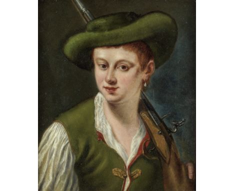 Venetian School, 18th CenturyPortrait of a hunter with a rifle over his shoulder oil on canvas55.4 x 45.7cm (21 13/16 x 18in)