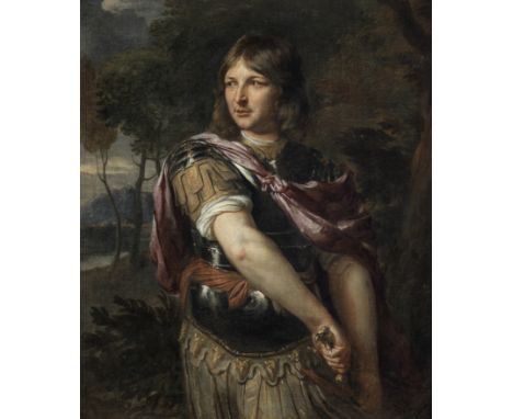 Circle of Jan de Baen (Haarlem 1633-1702)Portrait of a gentleman, three-quarter-length, drawing his swordoil on canvas 56 x 4