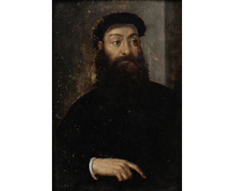 Italian School, 17th CenturyPortrait of Stefano Colonna, half-length, in black oil on panel38.7 x 26.2cm (15 1/4 x 10 5/16in)