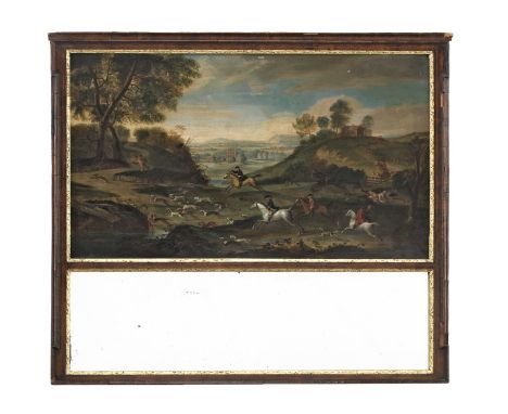Follower of Peter Tillemans (Antwerp 1684-1734 Norton)A hunting sceneoil on canvas, a trumeau canvas size: 60.1 x 97.2cm (23 