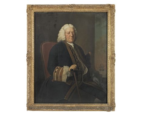 Circle of Thomas Hudson (Devon 1701-1779 Twickenham)Portrait of Captain John Wingate RN. (1688-1760), seated, three-quarter-l