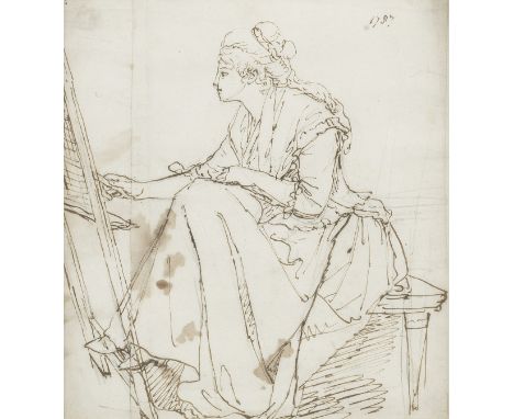 Attributed to Johann Heinrich Wilhelm Tischbein (Hayna 1751-1829 Eutin)Study of a female artist at her easel dated '1787' (up
