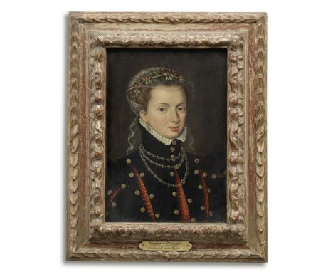 After Antonis Mor, early 17th CenturyPortrait of Margaret of Parma, bust-length, in black costume oil on panel26.5 x 18.5cm (