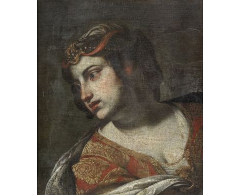 Francesco de Rosa, known as Pacecco de Rosa (Naples 1600-1654)A young woman in a jewelled headdress oil on canvas, a fragment
