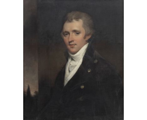 English School, 18th CenturyPortrait of Major-General James Hanson Salmond, half-length, in a dark jacket before a landscape 