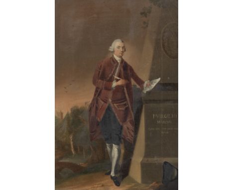 Edward Alcock (active Britain, circa 1745-1778)Portrait of a poet, William Vassall, standing full-length, beside a column sig