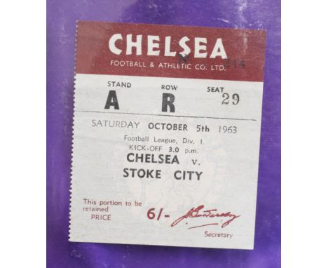 Ticket Chelsea v Stoke City 5th October 1963. Very good