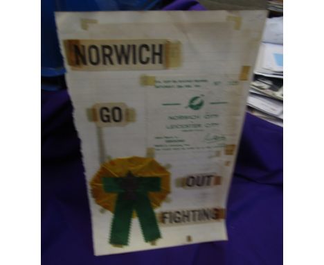 Norwich City V Leicester City 20th Feb 1954, FA Cup 5th round, ticket and cup rosette on scrap book page (taped) scarce