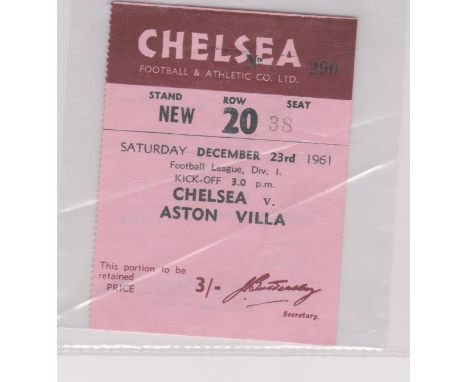 Ticket Chelsea v Aston Villa 23rd December 1961. Very good