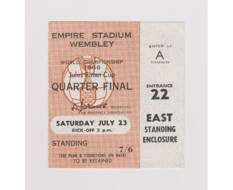 1966 World Cup Ticket, 23rd July Quarter Final England v Argentina