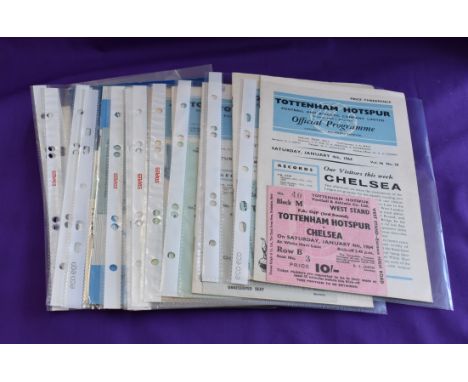 A collection of programmes and tickets for matches between Tottenham and Chelsea 1964-1974 at White Hart Lane with one at Sta