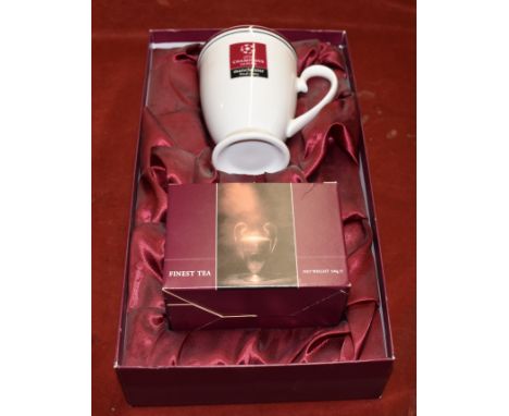 Champions League Final mug and tea with original tea bags and box, the two coming in a presentation box given to VIP guests f