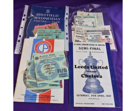 Tickets mostly from big matches. 2 each from Wembley matches Chelsea v Leeds United FAC Final 1970, Chelsea v Manchester City