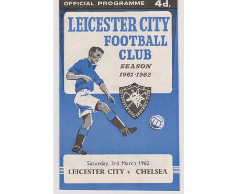 Programme Leicester City v Chelsea Postponed match 3rd March 1962. Light vertical fold. No writing. Generally good
