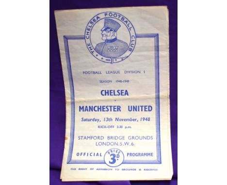 Chelsea v Manchester United gatefold programme November 13th 1948. Light horizontal fold. No writing. Good