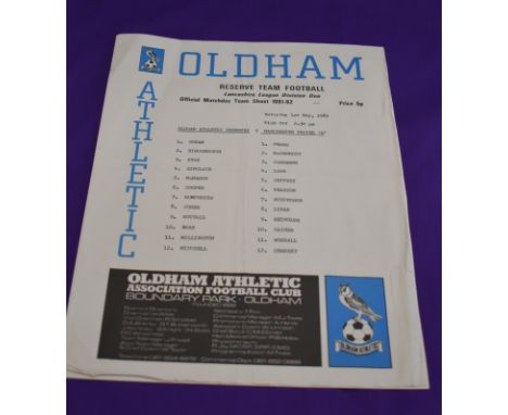 Very scarce single sheet programme Oldham Athletic Reserves v Manchester United 'A' Lancashire League Division One 1st May 19