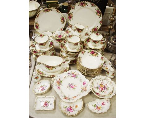 Ceramics - A Royal Albert old Country rose pattern dinner and tea set for six, inc plates, bowls, cups, saucers, side plates,