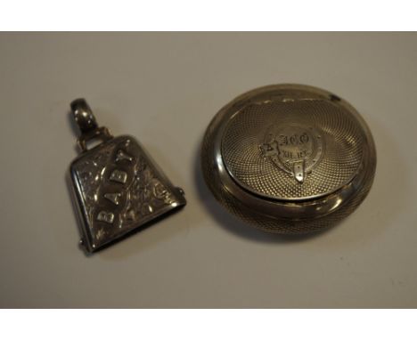 A late Victorian/Edwardian silver baby's rattle pendant, Crisford &amp; Norris, Birmingham 1901; a 19th century French silver
