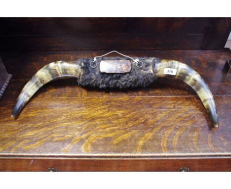 An 18th century tortoiseshell effect, papier mache snuff box mounted in horns, to be wall hung