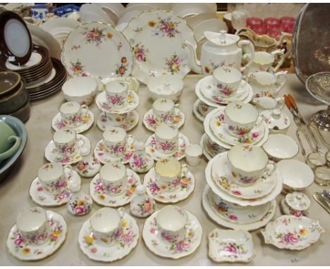 A Royal Crown Derby Posies pattern tea and coffee setting comprising of coffee pot, cream jug, thirteen coffee cups, tea serv