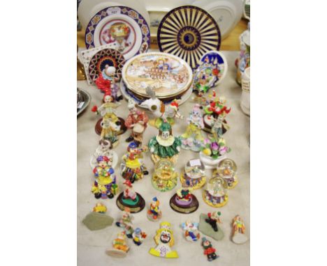 Decorative ceramics - A Beswick Thelwell dapple grey pony and rider; clown figures; Royal Worcester collector's plates; other