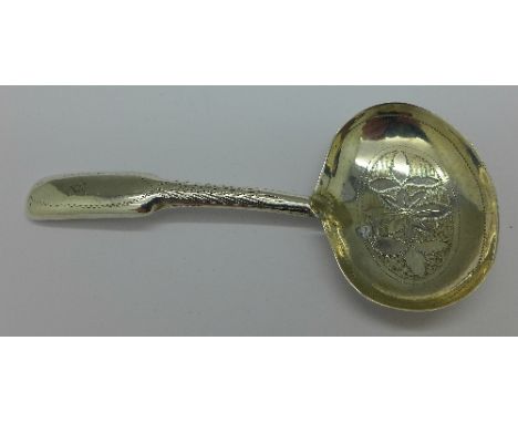 A George III silver caddy spoon, Birmingham 1811, weight 7.2g, a/f
