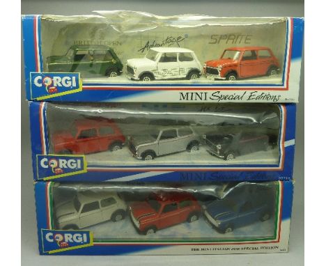Corgi The Mini Italian Job Special Edition vehicle set and two other Corgi Mini Special Edition sets, boxed