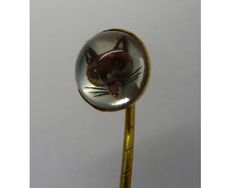 An 18ct gold fox head stick pin, weight 1.4g