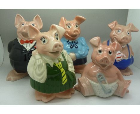 A set of five Wade Nat-West pig money banks
