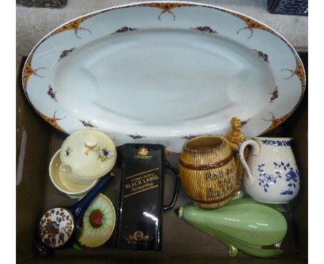 A beehive honey pot, a French meat plate, a Royal Winton wall pocket, Wade Heath, jug, etc.