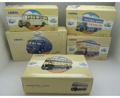 Five Corgi classic commercial vehicles, boxed