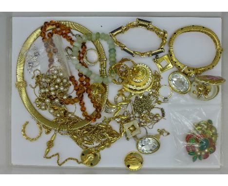 Costume jewellery including a bangle, bracelets, brooches including Sphinx, a/f, earrings and pendants, etc.