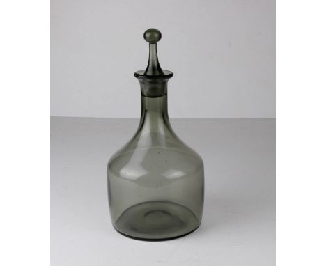 Sven Palmqvist for Orrefors - Rhapsody smoked glass decanter and stopper, shouldered bottle form, designed 1959, 24cm high