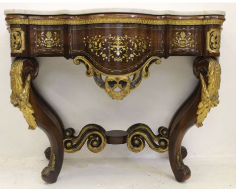 A fine and impressive large 19thC North European commode en console and mirror, c1820, possibly Altona, the scalloped rosewoo