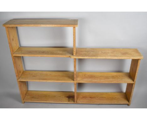 A Mid 20th Century Pine Two Section Stepped Shelf Unit, 144cm Long 