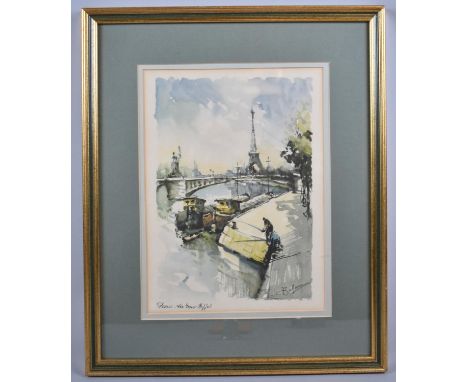 A Framed French Print, Eiffel Tower, Paris, 20x30cm 