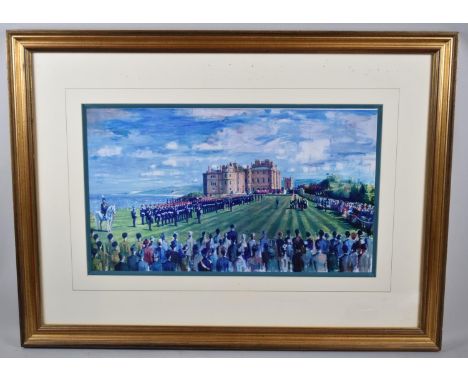 A Framed Military Print, Presentation of Ayrshire Yeomanry Guidon by J Cunningham, 50x29cm 