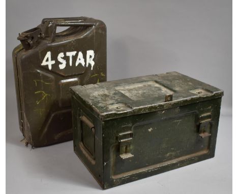 A Vintage Metal Ammunition Box Together with a Jerry Can 