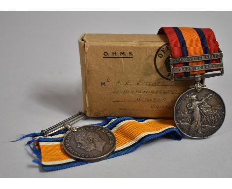 A Queen Victorian South Africa Medal Awarded to 5043 PTE J Banks, South Staffordshire Regiment together with a 1914-18 Medal 