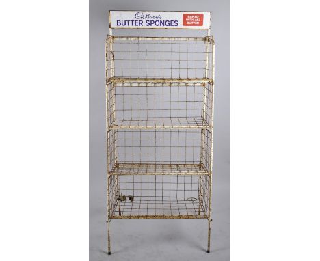 A Vintage Cadbury's Butter Sponge Four Shelf Waterfall Display Rack, 61cm Wide 