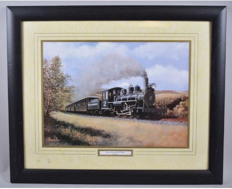 A Framed Railway Print, Baldwin at Brecon Mountain Railway by Barry Price, 38x28cm 