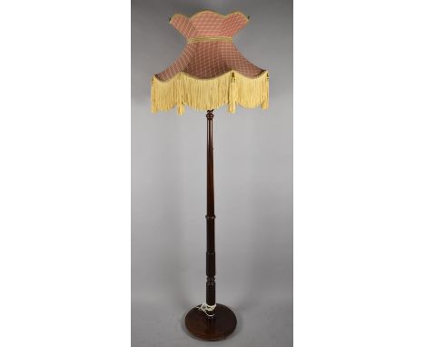 A Mid 20th Century Mahogany Standard Lamp with Shade 